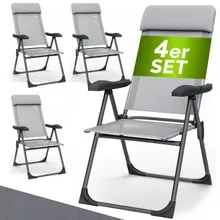 Gartenstuhl klappbar 4er-Set Grau Alu Hochlehner verstellbar Gartenstuhl klappbar 4er-Set Grau Alu Hochlehner verstellbar