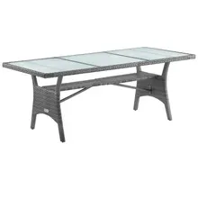 Polyrattan Gartentisch Takeo Grau 190x90x74cm Glas Polyrattan Gartentisch Takeo Grau 190x90x74cm Glas