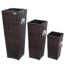 Casaria® Polyrattan Blumentopf 3er-Set Braun Casaria® Polyrattan Blumentopf 3er-Set Braun