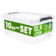 Aufbewahrungsbox 10er-Set 39x29x17cm 12,5L transparent stapelbar BPA-frei Aufbewahrungsbox 10er-Set 39x29x17cm 12,5L transparent stapelbar BPA-frei