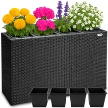 Casaria® Polyrattan Blumentopf Schwarz 95x27x60cm Casaria® Polyrattan Blumentopf Schwarz 95x27x60cm