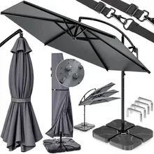 Casaria® Ampelschirm Anthrazit 300cm Komplettset inkl 4 Gewichte & Schutzhülle Casaria® Ampelschirm Anthrazit 300cm Komplettset inkl 4 Gewichte & Schutzhülle