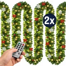 Casaria® Weihnachtsgirlande 5m 2er-Set geschmückt inkl Fernbedienung Casaria® Weihnachtsgirlande 5m 2er-Set geschmückt inkl Fernbedienung