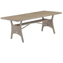 Polyrattan Gartentisch Takeo Creme 190x90x75cm WPC Polyrattan Gartentisch Takeo Creme 190x90x75cm WPC