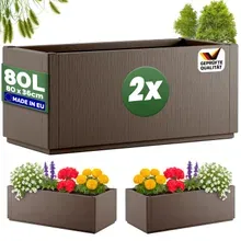Casaria® Blumentopf Ethica 2er-Set Braun Kunststoff 80x36x36cm Casaria® Blumentopf Ethica 2er-Set Braun Kunststoff 80x36x36cm