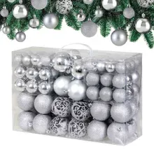 Casaria® Weihnachtskugeln Silber 100-tlg in matt, glänzend & glitzernd Casaria® Weihnachtskugeln Silber 100-tlg in matt, glänzend & glitzernd