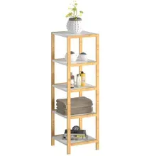 Standregal Bambus Weiß 140x33x34cm Standregal Bambus Weiß 140x33x34cm