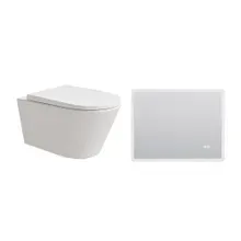 HOROW UG10R Wand-WC 53,9 cm – Weiß - WC & Spiegel Set HOROW UG10R Wand-WC 53,9 cm – Weiß - WC & Spiegel Set