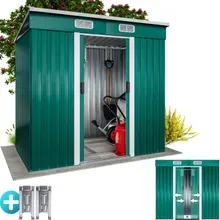 Gardebruk® Geräteschuppen Grün 200x125x180cm 2m² Stauraum verzinkt Schiebetür 4 Haken Gardebruk® Geräteschuppen Grün 200x125x180cm 2m² Stauraum verzinkt Schiebetür 4 Haken