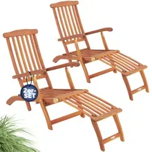 Casaria® Gartenliege 2er-Set FSC®-zertifiziert Akazie klappbar 160kg belastbar Casaria® Gartenliege 2er-Set FSC®-zertifiziert Akazie klappbar 160kg belastbar
