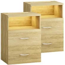 Casaria® Nachttisch Jamie 2er-Set Eiche 55x40x28cm Casaria® Nachttisch Jamie 2er-Set Eiche 55x40x28cm