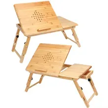 Casaria® Laptoptisch Bambus 2er-Set 55x28x35cm Belüftungslöcher & Schublade Casaria® Laptoptisch Bambus 2er-Set 55x28x35cm Belüftungslöcher & Schublade