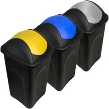 Stefanplast Mülleimer 3er-Set Gelb/Blau/Silber Kunststoff 60L Stefanplast Mülleimer 3er-Set Gelb/Blau/Silber Kunststoff 60L
