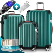 Hartschalenkoffer Set 3-tlg mit Zubehör Rollen 360º Grün ABS Hartschalenkoffer Set 3-tlg mit Zubehör Rollen 360º Grün ABS