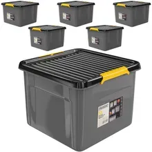 Aufbewahrungsbox 6er-Set Grau/Anthrazit 39x39x26cm stapelbar Aufbewahrungsbox 6er-Set Grau/Anthrazit 39x39x26cm stapelbar