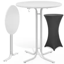 Casaria® Stehtisch Weiß 110x80cm + Stehtischhusse Grau Ø80cm Casaria® Stehtisch Weiß 110x80cm + Stehtischhusse Grau Ø80cm