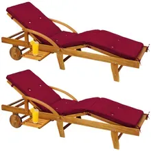 Gartenliege Tami Sun® 2er-Set Akazie inkl Auflage Rot Gartenliege Tami Sun® 2er-Set Akazie inkl Auflage Rot