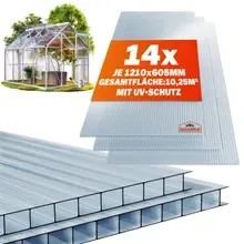 Gardebruk® Doppelstegplatten 14er-Set 4mm transparent 10,25m² UV-beständig bruchfest Gardebruk® Doppelstegplatten 14er-Set 4mm transparent 10,25m² UV-beständig bruchfest