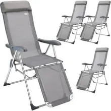 Casaria® Gartenstuhl Hochlehner 4er-Set Grau Alu Casaria® Gartenstuhl Hochlehner 4er-Set Grau Alu