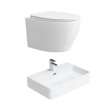 HOROW UG09R Wand-WC aus Keramik mit Soft-Close-Sitz & Superspin-Spülung - WC & Waschbecken Set HOROW UG09R Wand-WC aus Keramik mit Soft-Close-Sitz & Superspin-Spülung - WC & Waschbecken Set