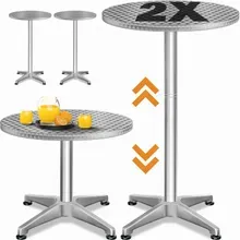 Casaria® Stehtisch 2er-Set Silber Alu Ø60cm höhenverstellbar Casaria® Stehtisch 2er-Set Silber Alu Ø60cm höhenverstellbar