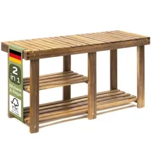 Schuhregal 2in1 Braun Akazienholz 87x30x45cm Schuhregal 2in1 Braun Akazienholz 87x30x45cm