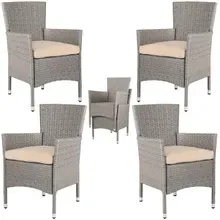 Polyrattan Gartenstuhl 4er-Set Creme/Beige stapelbar Polyrattan Gartenstuhl 4er-Set Creme/Beige stapelbar