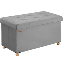 Casaria® Sitzbank Grau Samt 76x38x42cm mit Stauraum faltbar Casaria® Sitzbank Grau Samt 76x38x42cm mit Stauraum faltbar