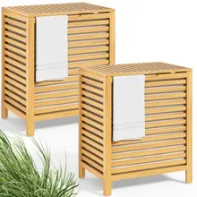 Casaria® Wäschekorb Bambus 2er-Set 62L Wäschesack herausnehmbar Casaria® Wäschekorb Bambus 2er-Set 62L Wäschesack herausnehmbar