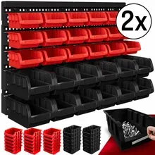 monzana® Werkzeugwand 2er-Set Schwarz/Rot mit je 30 Stapelboxen monzana® Werkzeugwand 2er-Set Schwarz/Rot mit je 30 Stapelboxen