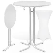 Stehtisch Weiß 110x70cm + Stehtischhusse Weiß Ø70cm Stehtisch Weiß 110x70cm + Stehtischhusse Weiß Ø70cm