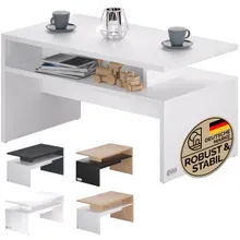 Casaria® Couchtisch Sacramento Weiß 95x55x50cm Casaria® Couchtisch Sacramento Weiß 95x55x50cm