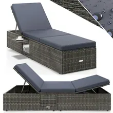 Casaria® Polyrattan Gartenliege Grau/Anthrazit 200x58x33cm Casaria® Polyrattan Gartenliege Grau/Anthrazit 200x58x33cm