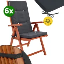 Stuhlauflage 6er-Set Anthrazit für Hochlehner Vanamo Stuhlauflage 6er-Set Anthrazit für Hochlehner Vanamo