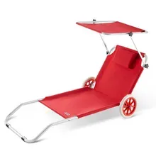 Casaria® Gartenliege Kreta Rot Alu mit Rollen Casaria® Gartenliege Kreta Rot Alu mit Rollen