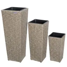 Casaria® Polyrattan Blumentopf 3er-Set Creme Casaria® Polyrattan Blumentopf 3er-Set Creme
