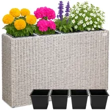 Casaria® Polyrattan Blumenkasten Creme 95x27x60cm Casaria® Polyrattan Blumenkasten Creme 95x27x60cm