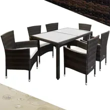 Polyrattan Garten-Sitzgruppe Bali 7-tlg Braun/Creme Polyrattan Garten-Sitzgruppe Bali 7-tlg Braun/Creme