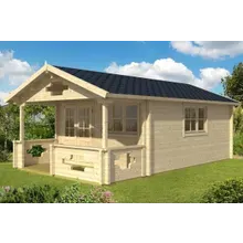 Gartenhaus mit Veranda “Sommerland B” 4x5m | Gartenhaus mit Veranda 4x5m und extra-dicken 70mm Wänden | Überdachung Gartenhaus mit Veranda “Sommerland B” 4x5m | Gartenhaus mit Veranda 4x5m und extra-dicken 70mm Wänden | Überdachung