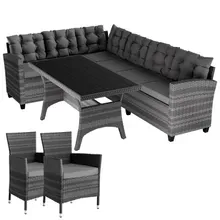 Polyrattan Ecklounge Lissabon Grau/Anthrazit inkl 2 Stühlen Polyrattan Ecklounge Lissabon Grau/Anthrazit inkl 2 Stühlen