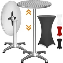 Casaria® Stehtisch Silber 115x60cm + Husse Anthrazit Ø60cm Casaria® Stehtisch Silber 115x60cm + Husse Anthrazit Ø60cm
