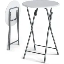 Stehtisch 2er-Set Ø60cm klappbar Holzdekor Weiß Stehtisch 2er-Set Ø60cm klappbar Holzdekor Weiß