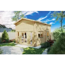 Gartenhaus mit Schlafboden “Bruno 2” 4x5m | 4x5m großes Gartenhaus mit Schlafboden und Satteldach | Holzhaus mit 70mm Wandstärke Gartenhaus mit Schlafboden “Bruno 2” 4x5m | 4x5m großes Gartenhaus mit Schlafboden und Satteldach | Holzhaus mit 70mm Wandstärke
