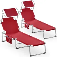 Casaria® Sonnenliege Ibiza 2er-Set Rot Alu mit Sonnendach Casaria® Sonnenliege Ibiza 2er-Set Rot Alu mit Sonnendach