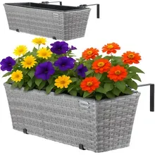 Polyrattan Blumenkasten 2er-Set Grau Polyrattan Blumenkasten 2er-Set Grau