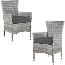 Polyrattan Gartenstuhl 2er-Set Grau/Anthrazit stapelbar Polyrattan Gartenstuhl 2er-Set Grau/Anthrazit stapelbar