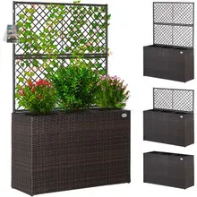 Casaria® Polyrattan Blumenkasten mit Rankgitter Braun Casaria® Polyrattan Blumenkasten mit Rankgitter Braun