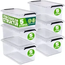 Aufbewahrungsbox 6er-Set 30x20x12cm 5L transparent stapelbar BPA-frei Aufbewahrungsbox 6er-Set 30x20x12cm 5L transparent stapelbar BPA-frei