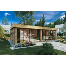 Großes modernes Gartenhaus “Rebeka Plus” 8x4m | Modernes großes Blockhaus | Großes Holzhaus für den Garten Großes modernes Gartenhaus “Rebeka Plus” 8x4m | Modernes großes Blockhaus | Großes Holzhaus für den Garten