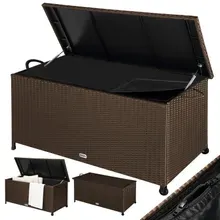 Casaria® Gartenbox Polyrattan Braun 117x53x60cm mit Griffen & Rollen Casaria® Gartenbox Polyrattan Braun 117x53x60cm mit Griffen & Rollen